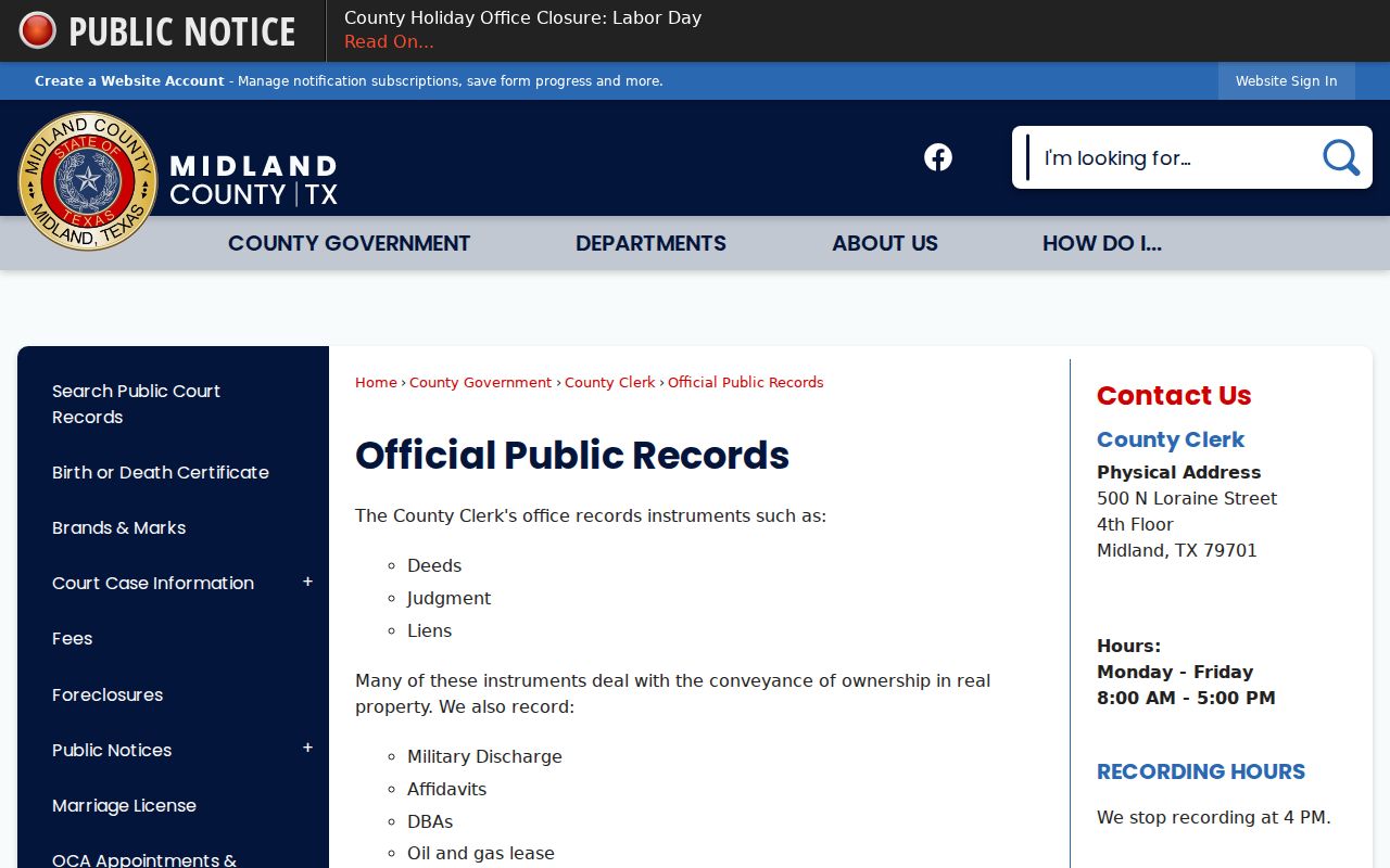 Midland city directory research paired with Official Public Records