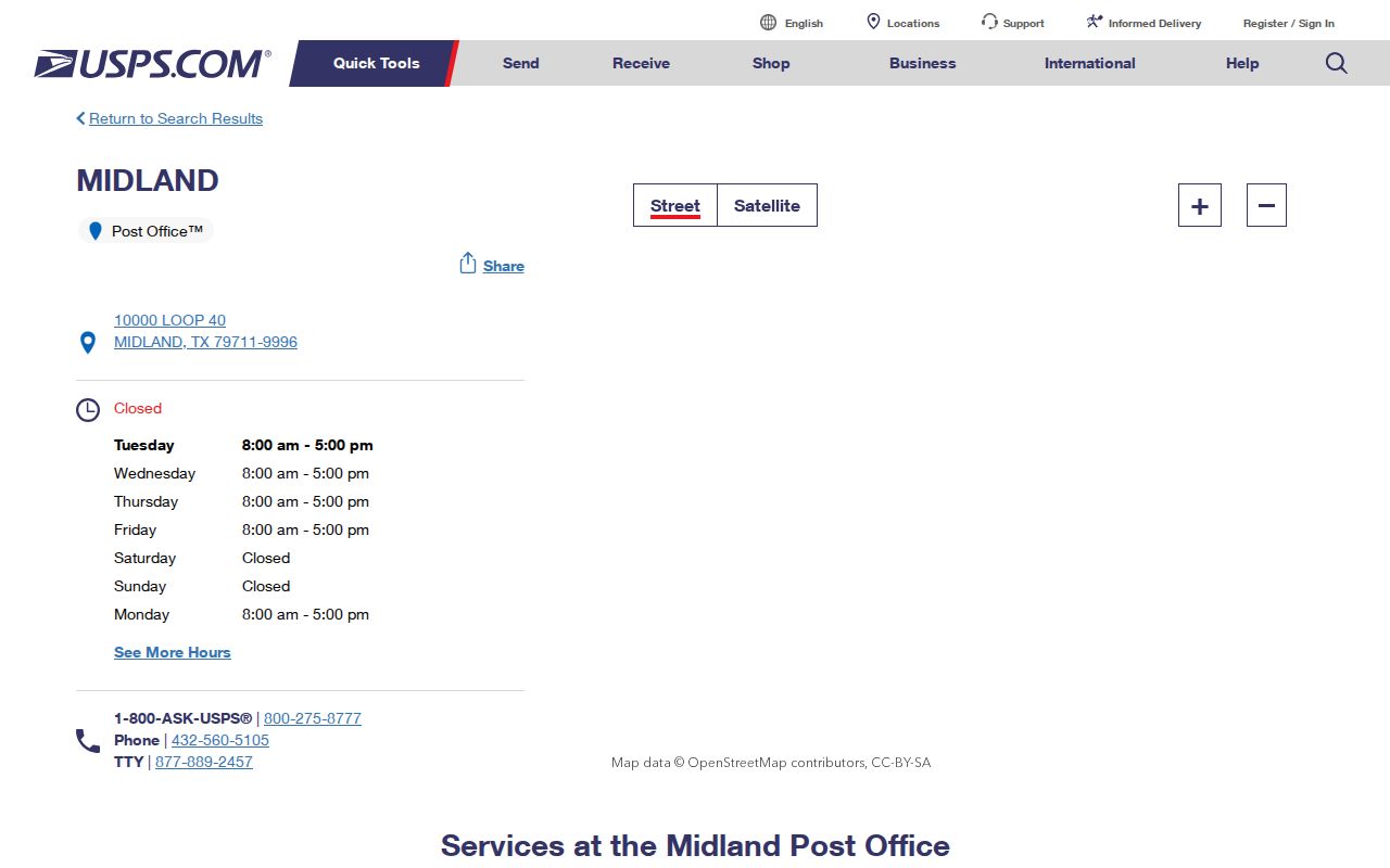 Midland ZIP code directory GMF USPS location